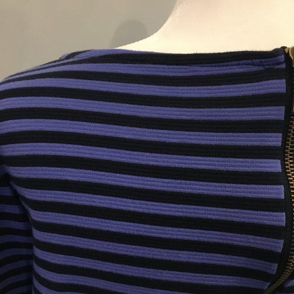 Old Navy ¾ Sleeve Blue & Black Stripe Sheath Dress - Picture 5 of 9